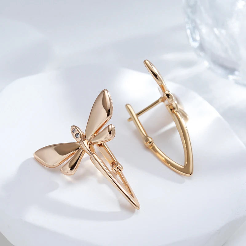 Glossy Dragonfly 585 Rose Gold Earrings