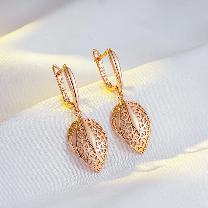 Glossy Hollow Geometric 585 Rose Gold Earrings