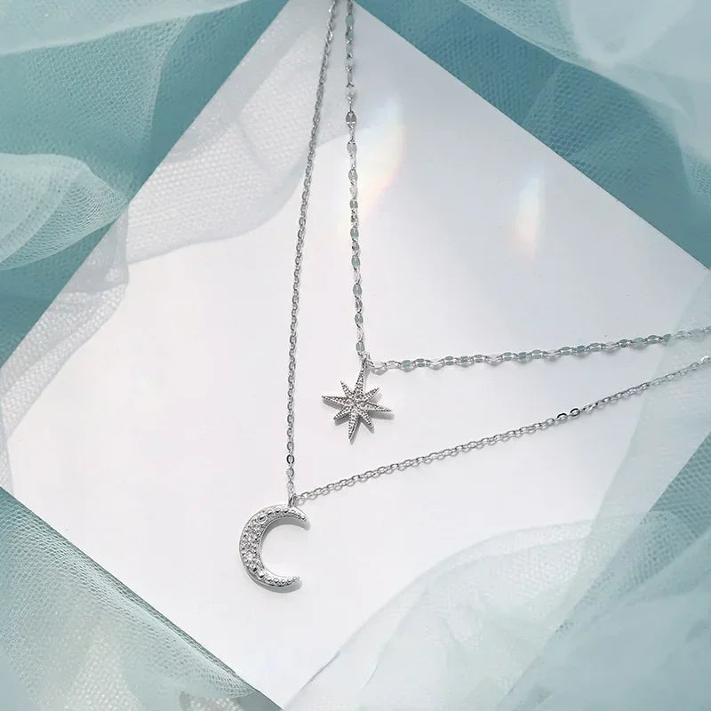 Star Moon Double Layer Necklace