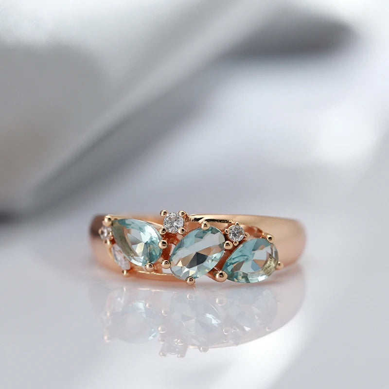 Blue Zircon Ring 585 Rose Gold