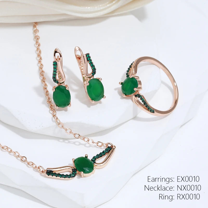 Dark Green Zircon 585 Rose Gold Necklace