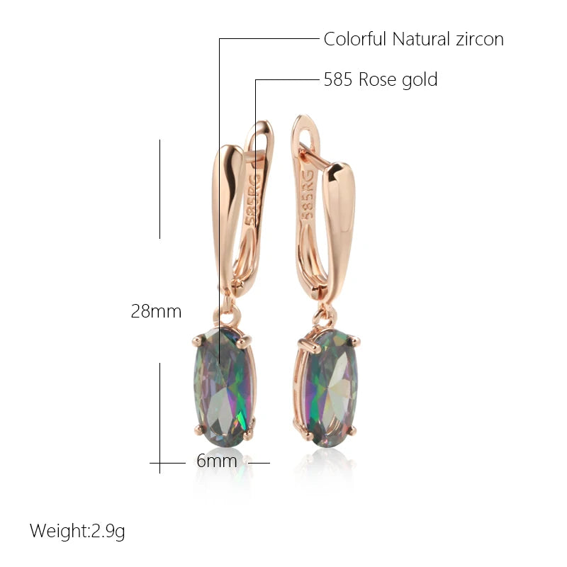 Colorful Zircon 585 Rose Gold Drop Earrings