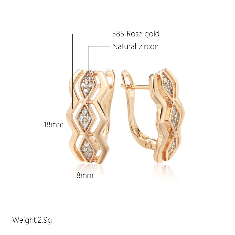 Geometry Square Zircon 585 Rose Gold Earrings