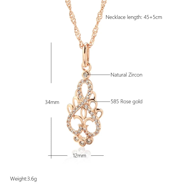 Vintage Boho Zircon 585 Rose Gold Necklace