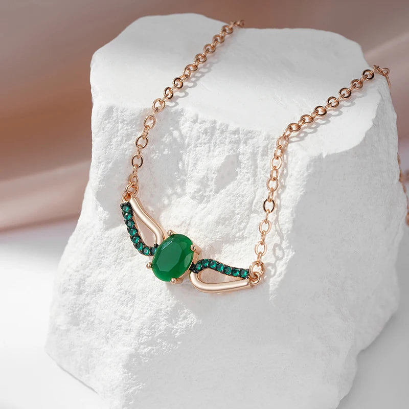 Dark Green Zircon 585 Rose Gold Necklace