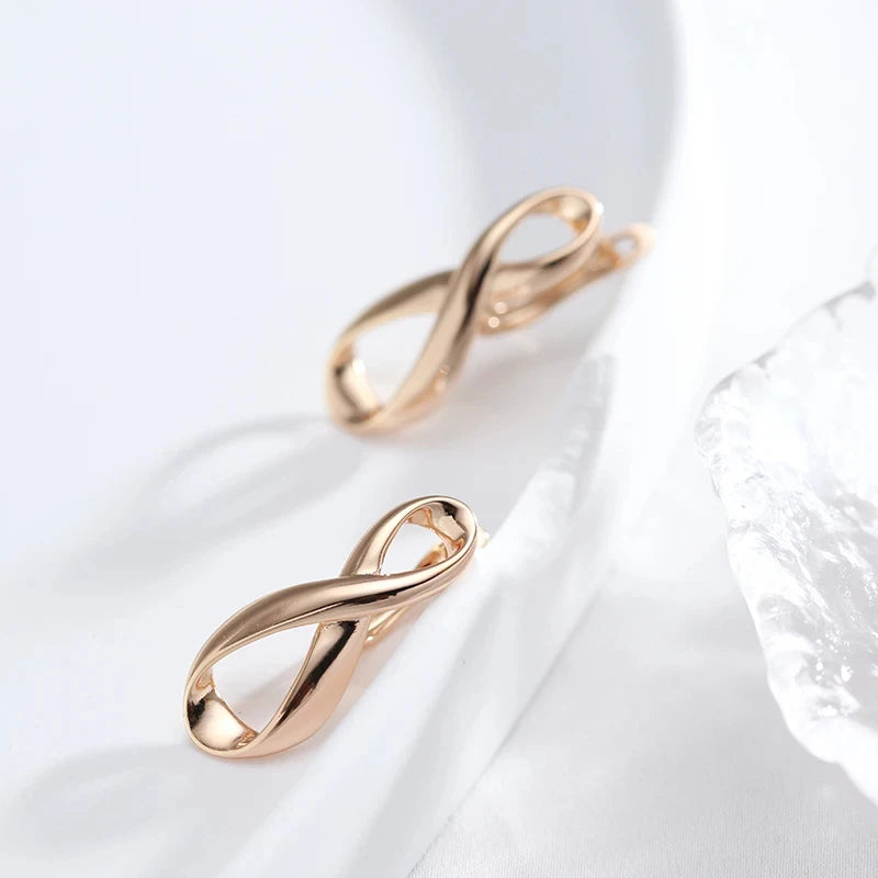 Simple Glossy Geometric 585 Rose Gold Earrings