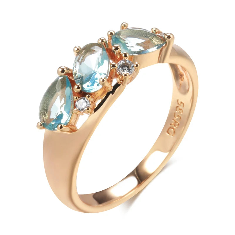 Blue Zircon Ring 585 Rose Gold