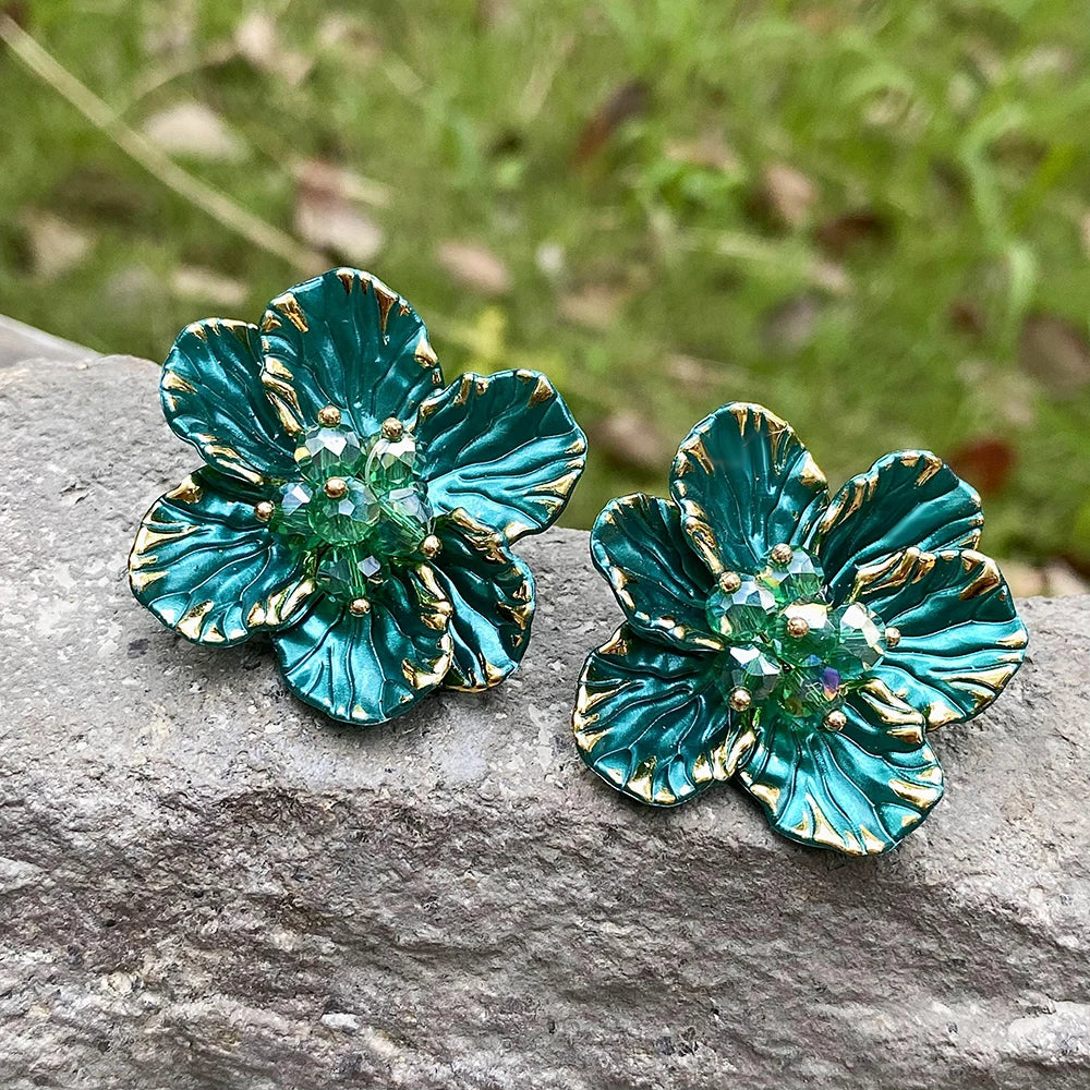 Colorful Petal Flower Stud Earrings