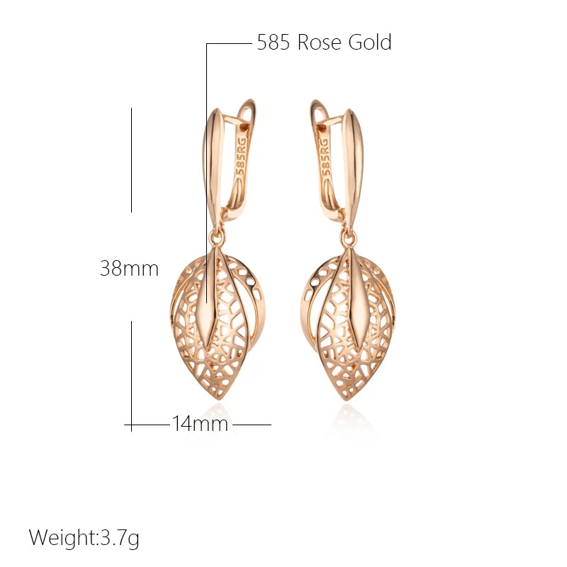 Glossy Hollow Geometric 585 Rose Gold Earrings