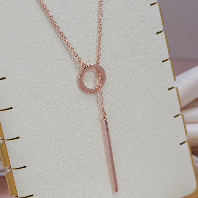 Circle and Stick 585 Rose Gold Necklace