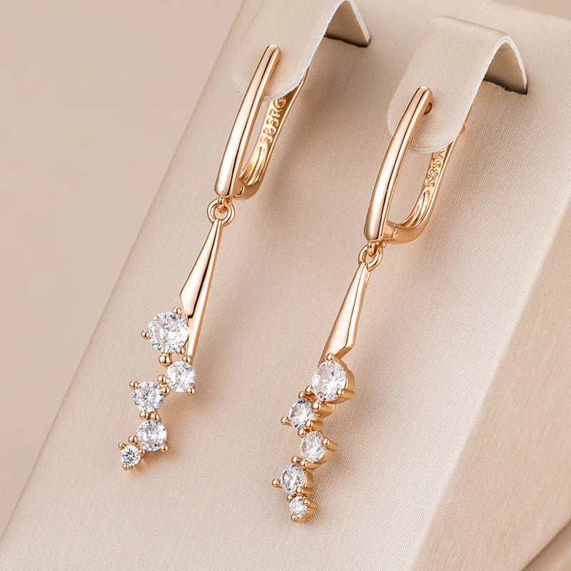 Zircon Micro Wax 585 Rose Gold Earrings