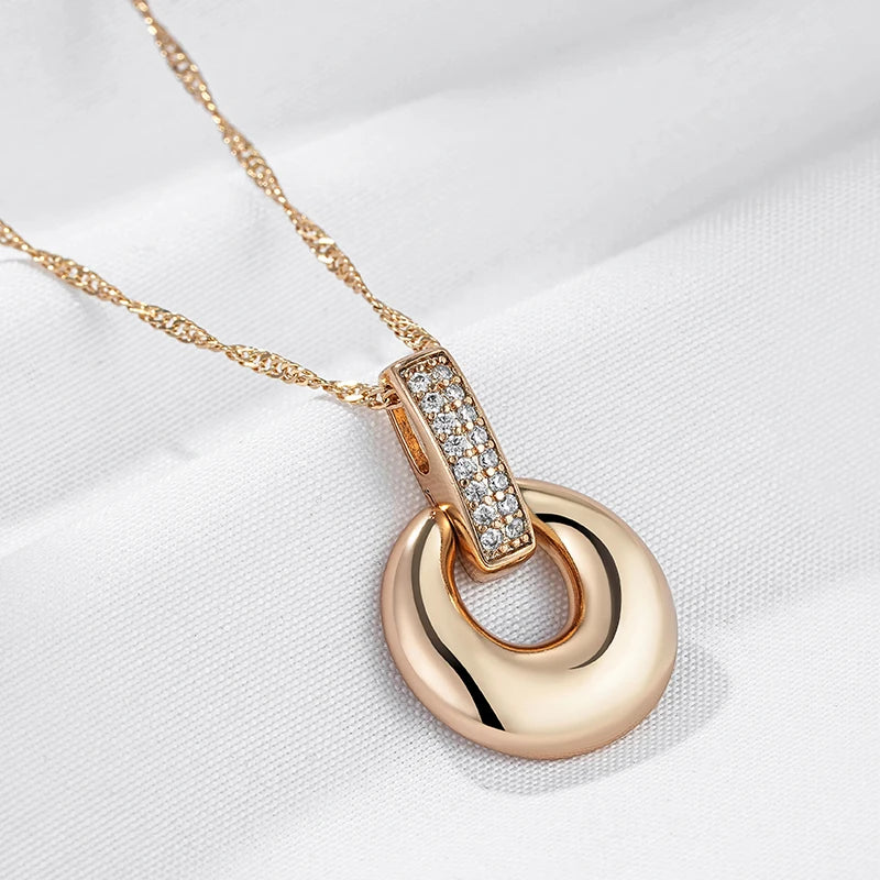 Glossy Hoop Pendant 585 Rose Gold Necklace