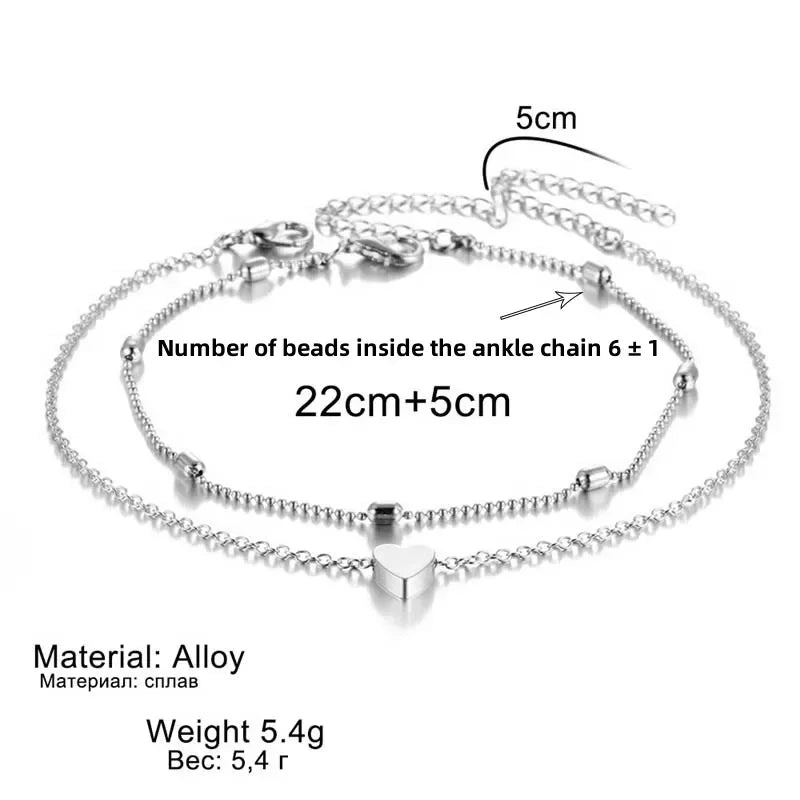 Double Deck Love Bead Anklet