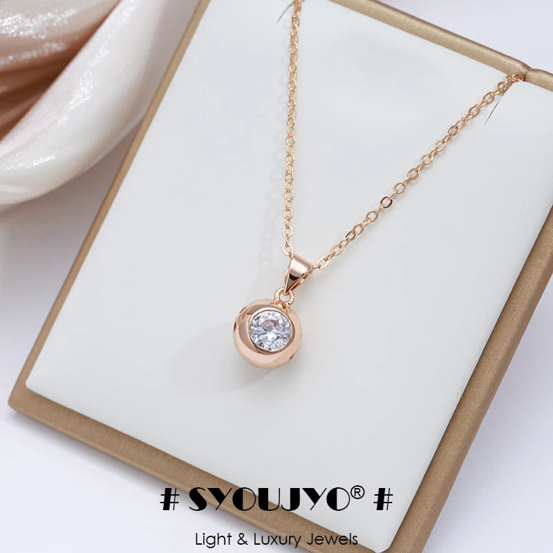 Round Zircon 585 Rose Gold Necklace