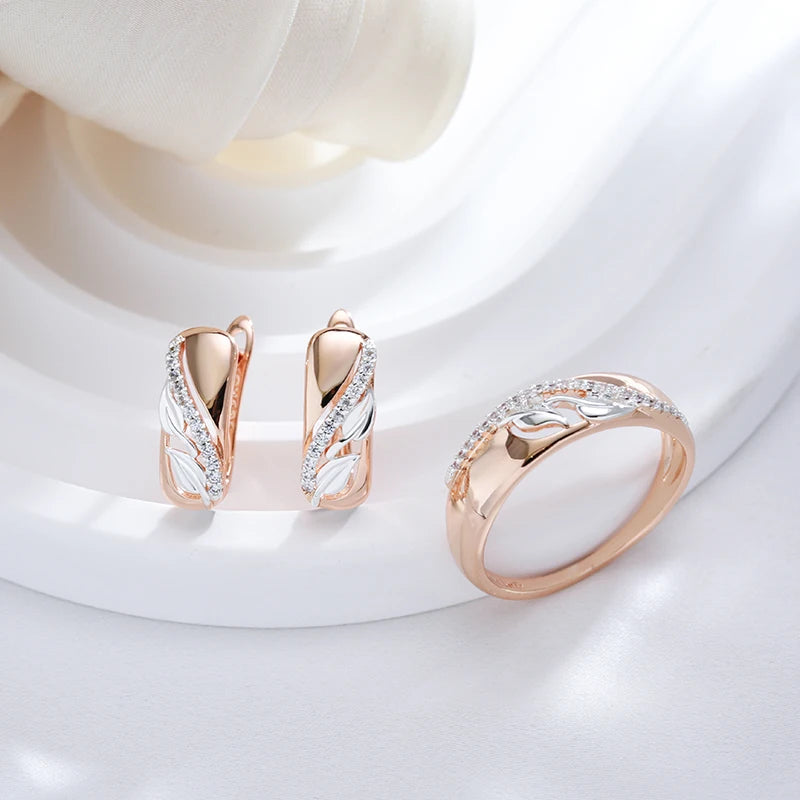 Zircon Leaf Ring 585 Rose Gold