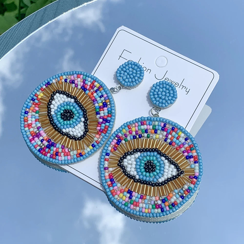 Vintage Evil Eye Beaded Earrings