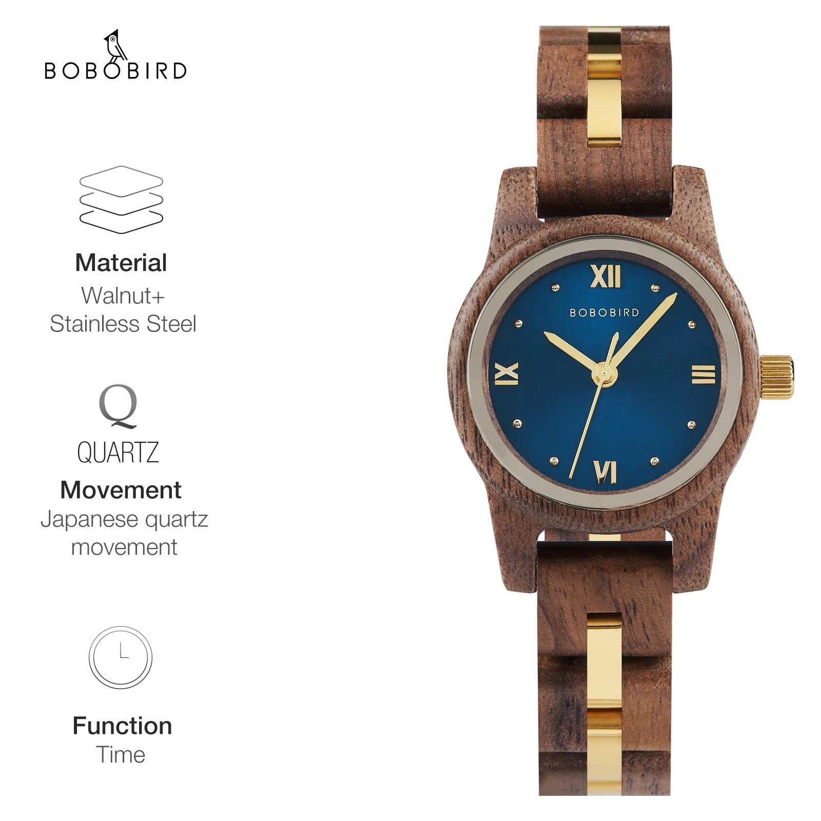 Luxury Brand Wooden Ladies Watch