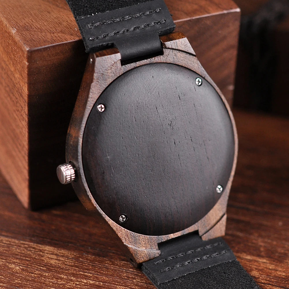 BOBO BIRD Ebony Leather Quartz Watch