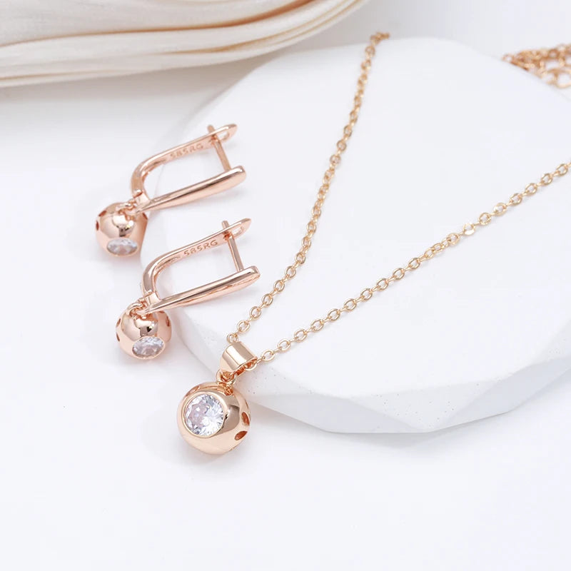 Round Zircon 585 Rose Gold Necklace