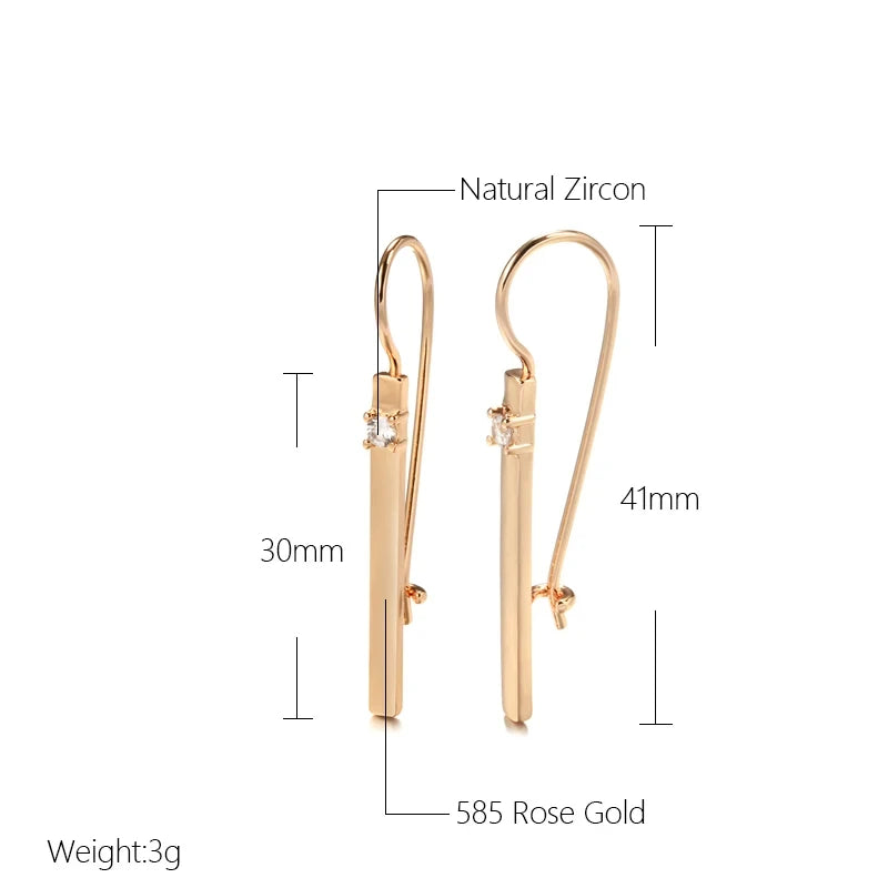 Elegant Long Drop 585 Rose Gold Earrings