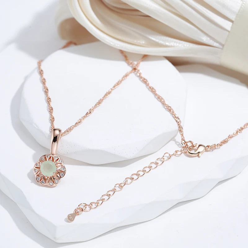 Lake Green Zircon 585 Rose Gold Necklace