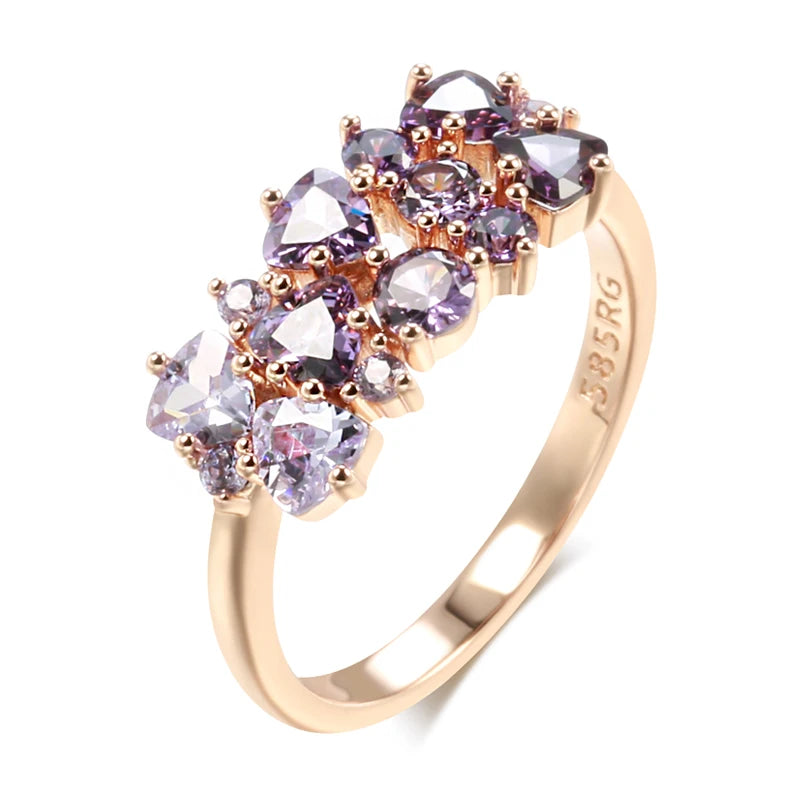 Shiny Purple Zircon Ring 585 Rose Gold