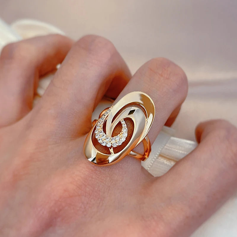 Minimalistischer Zirkon Geometrie Ring 585 Roségold