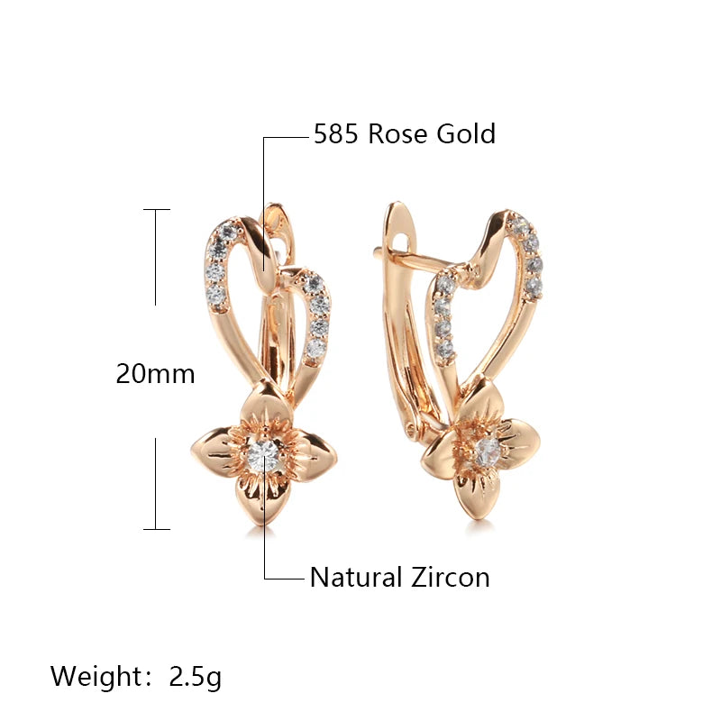 Luxury Crystal Flower 585 Rose Gold Earrings