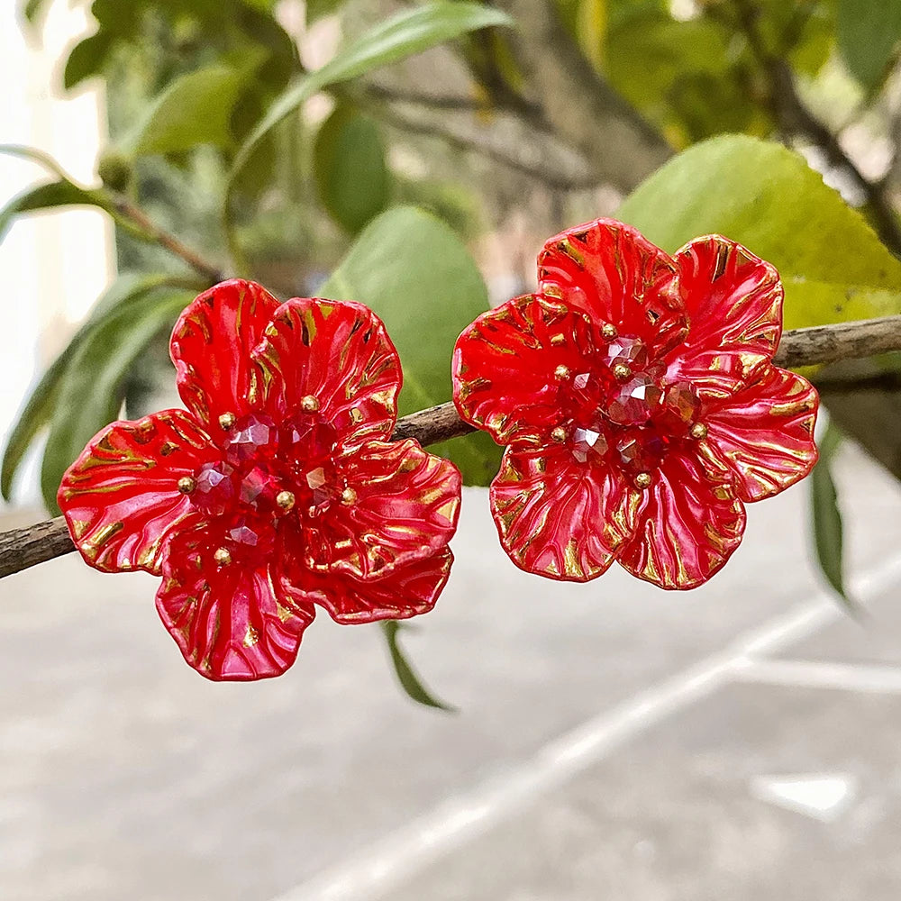 Colorful Petal Flower Stud Earrings