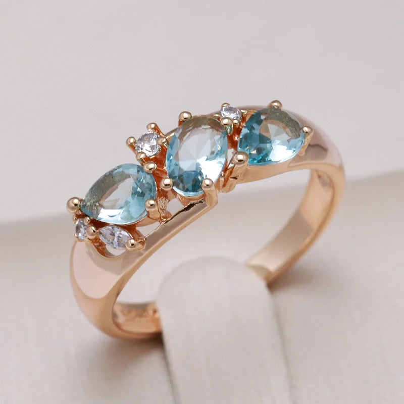 Blue Zircon Ring 585 Rose Gold