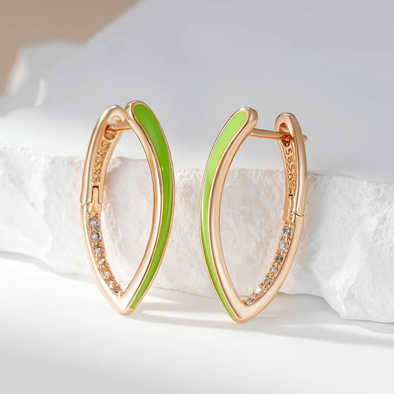 Multicolor Enamel 585 Rose Gold Drop Earrings