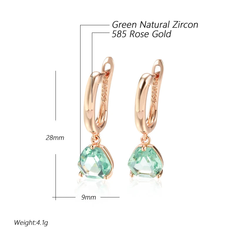 Light Green Stone 585 Rose Gold Earrings