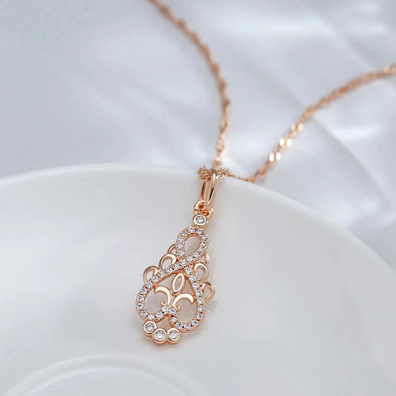 Vintage Boho Zircon 585 Rose Gold Necklace