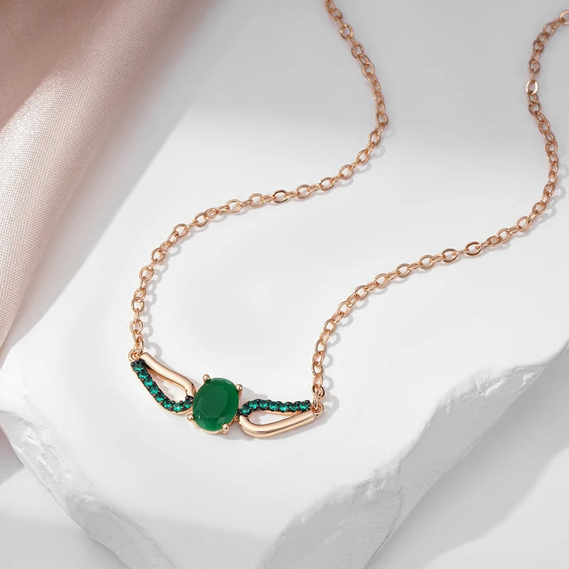 Dark Green Zircon 585 Rose Gold Necklace