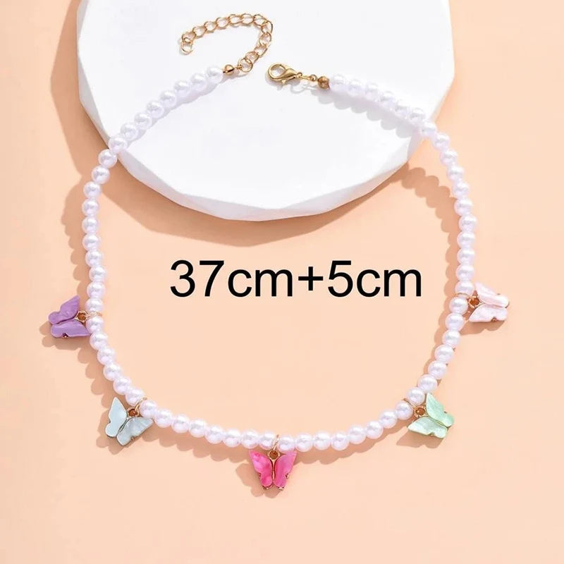 Wedding Pearl Choker Butterfly Necklace