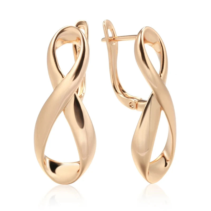 Simple Glossy Geometric 585 Rose Gold Earrings