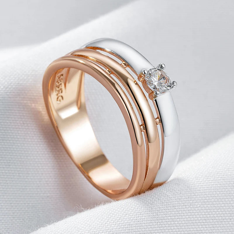 Breiter Zirkon Ring 585 Roségold