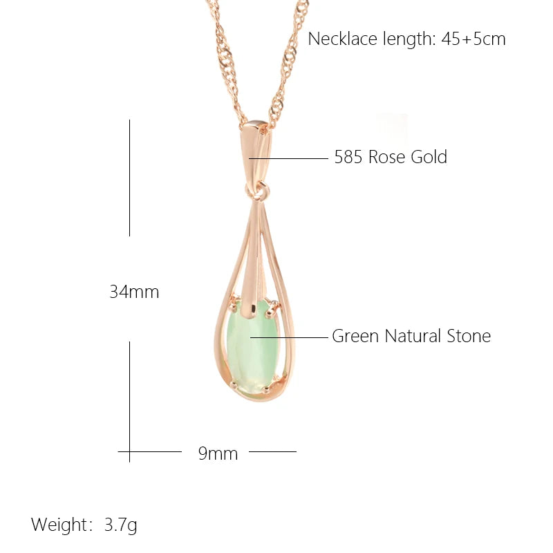 Green Emerald Zircon 585 Rose Gold Necklace