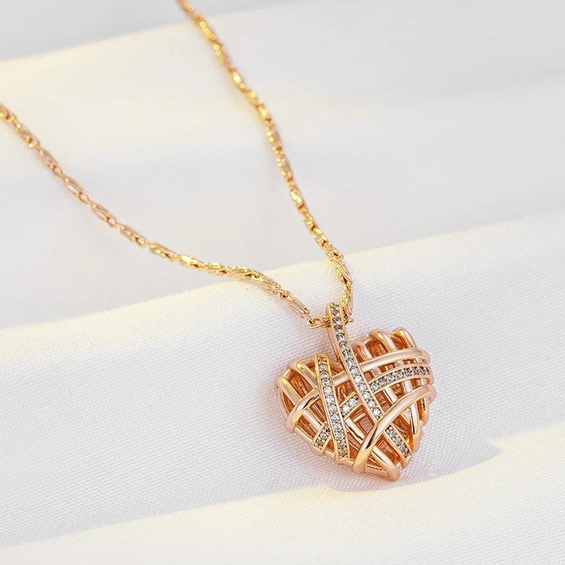 Hollow Love Shape 585 Rose Gold Necklace