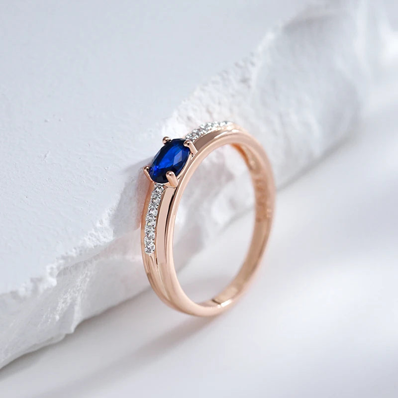 Blue Zircon Ring 585 Rose Gold