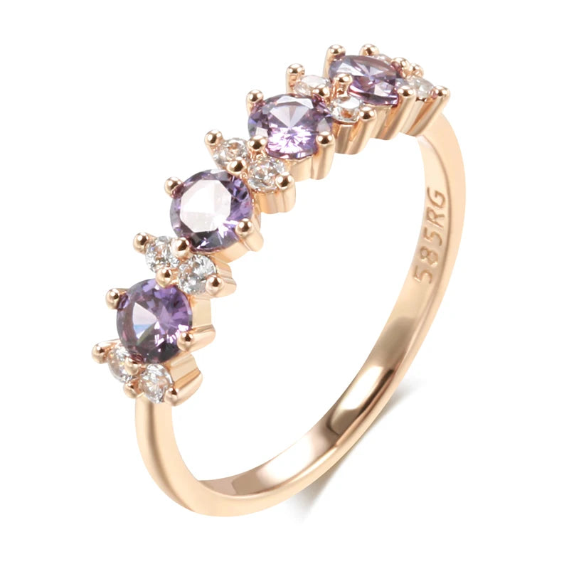 Heißer lila Zirkon Ring 585 Roségold