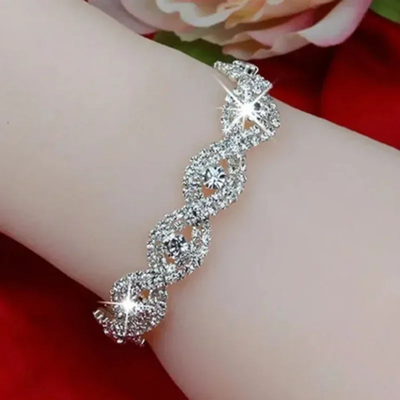 Luxury Rhinestone Silver Bracelet Women