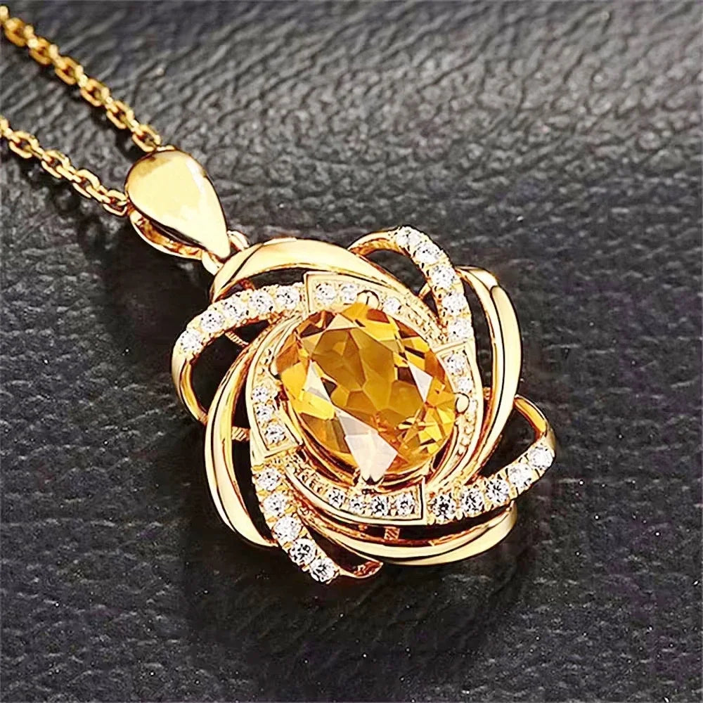 Citrine Pendant Necklace for Women