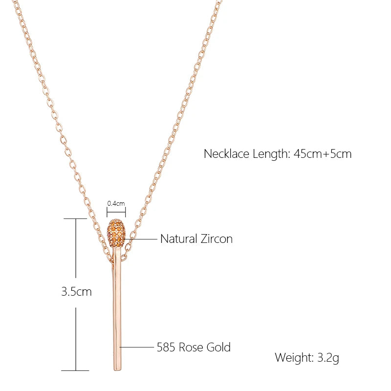 Matchstick Zircon 585 Rose Gold Necklace