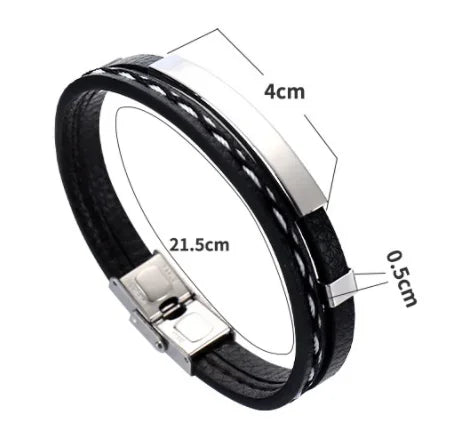 Men's Leather Weave Bracelet Bangle