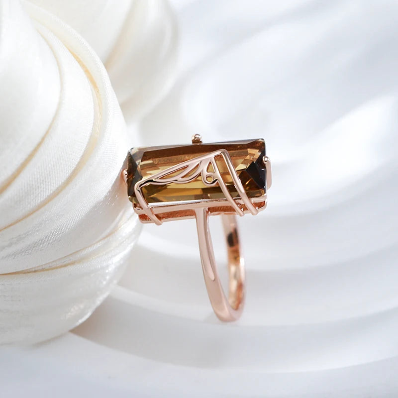 Hellbrauner Zirkon Ring 585 Roségold