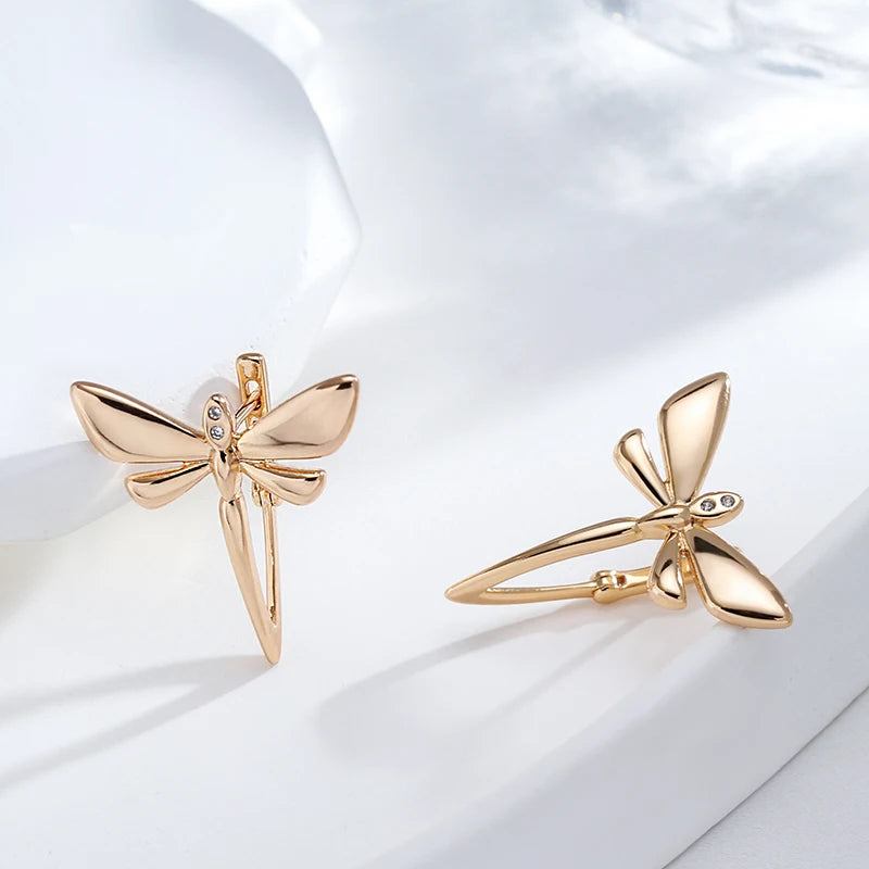 Glossy Dragonfly 585 Rose Gold Earrings