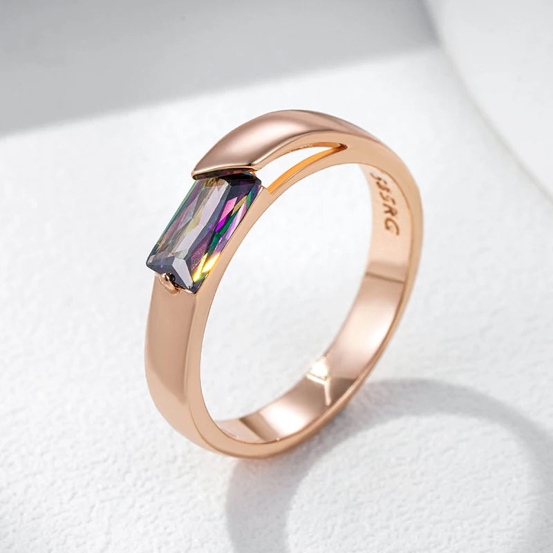 Square Zircon Ring 585 Rose Gold