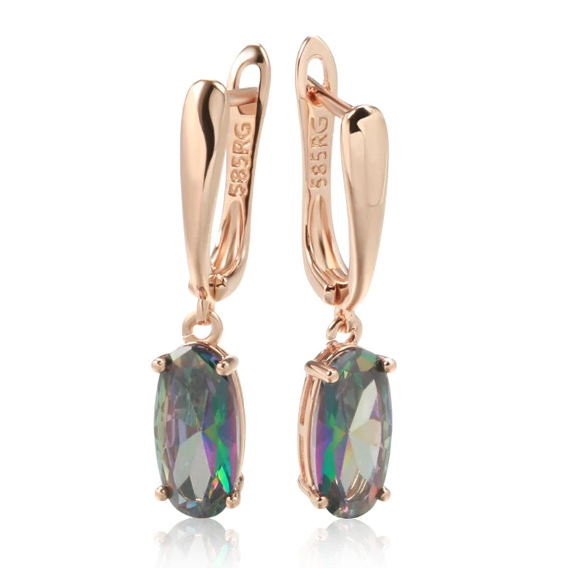 Colorful Zircon 585 Rose Gold Drop Earrings