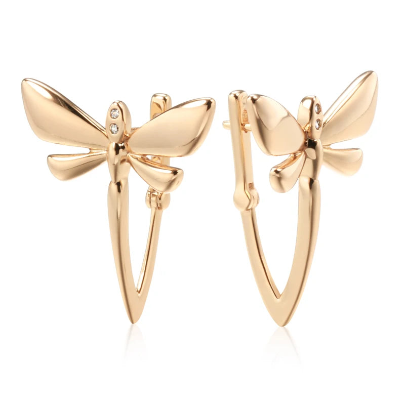 Glossy Dragonfly 585 Rose Gold Earrings